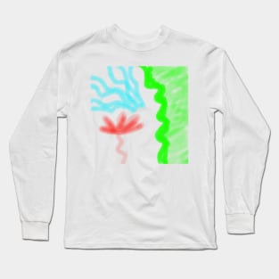 Green red orange watercolor abstract art Long Sleeve T-Shirt